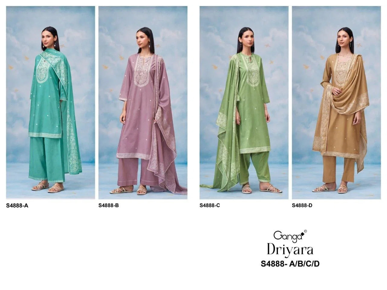 Ganga Driyara 4888 Cotton Printed Hand Embroidered Salwar Kameez