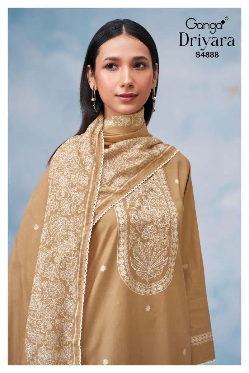 Ganga Driyara 4888 Cotton Printed Hand Embroidered Salwar Kameez