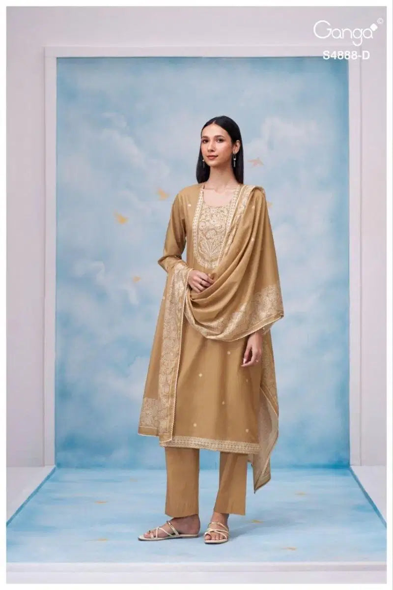Ganga Driyara 4888 Cotton Printed Hand Embroidered Salwar Kameez