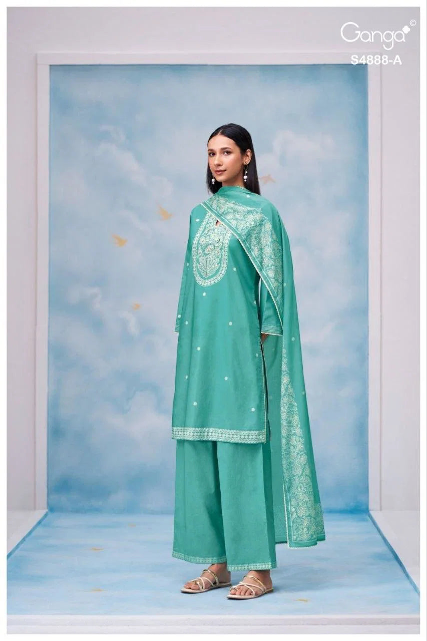 Ganga Driyara 4888 Cotton Printed Hand Embroidered Salwar Kameez