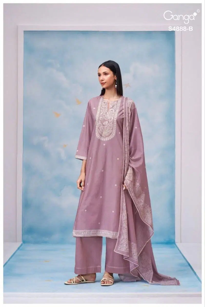 Ganga Driyara 4888 Cotton Printed Hand Embroidered Salwar Kameez