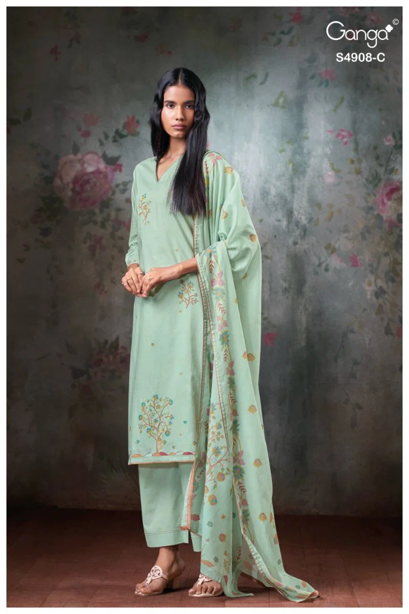 Ganga Elyndria 4908 Cotton Embroidered Salwar Kameez