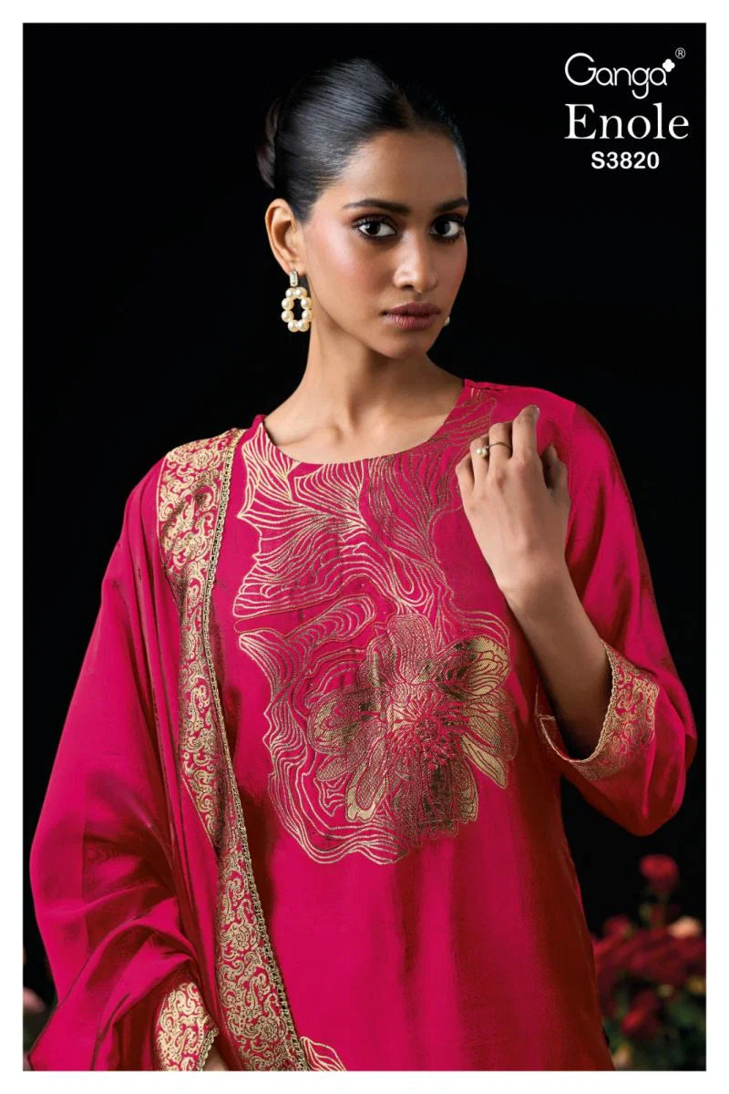 Ganga Enole 3820 Viscose Woven Silk Jacquard Work Salwar Kameez