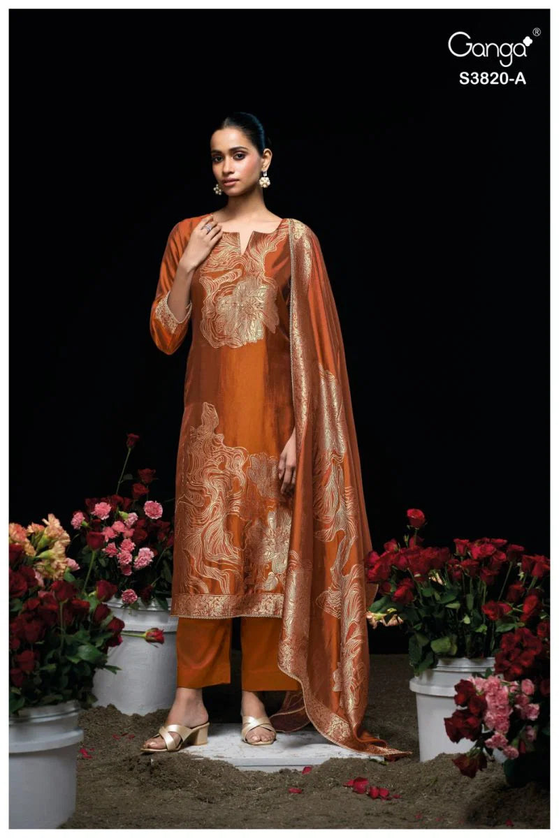 Ganga Enole 3820 Viscose Woven Silk Jacquard Work Salwar Kameez