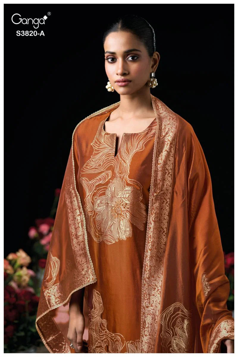 Ganga Enole 3820 Viscose Woven Silk Jacquard Work Salwar Kameez