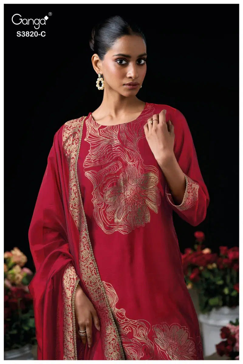 Ganga Enole 3820 Viscose Woven Silk Jacquard Work Salwar Kameez