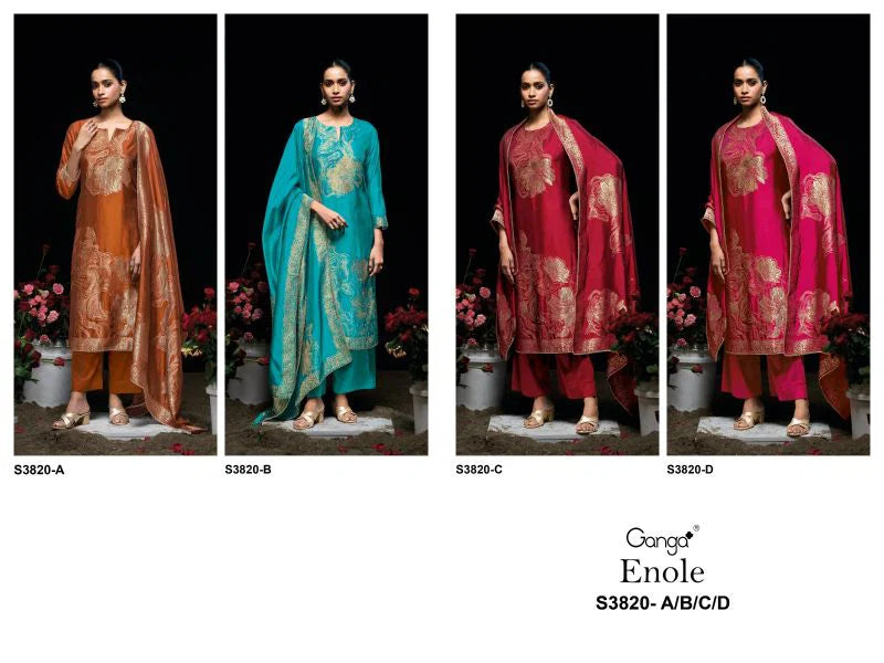 Ganga Enole 3820 Viscose Woven Silk Jacquard Work Salwar Kameez