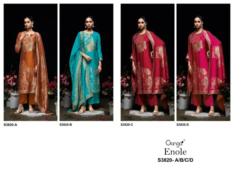 Ganga Enole 3820 Viscose Woven Silk Jacquard Work Salwar Kameez