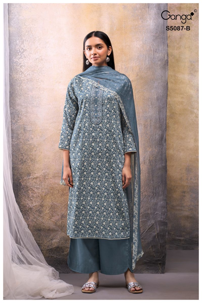 Ganga Faelyn 5087 Cotton Satin Embroidered Salwar Kameez