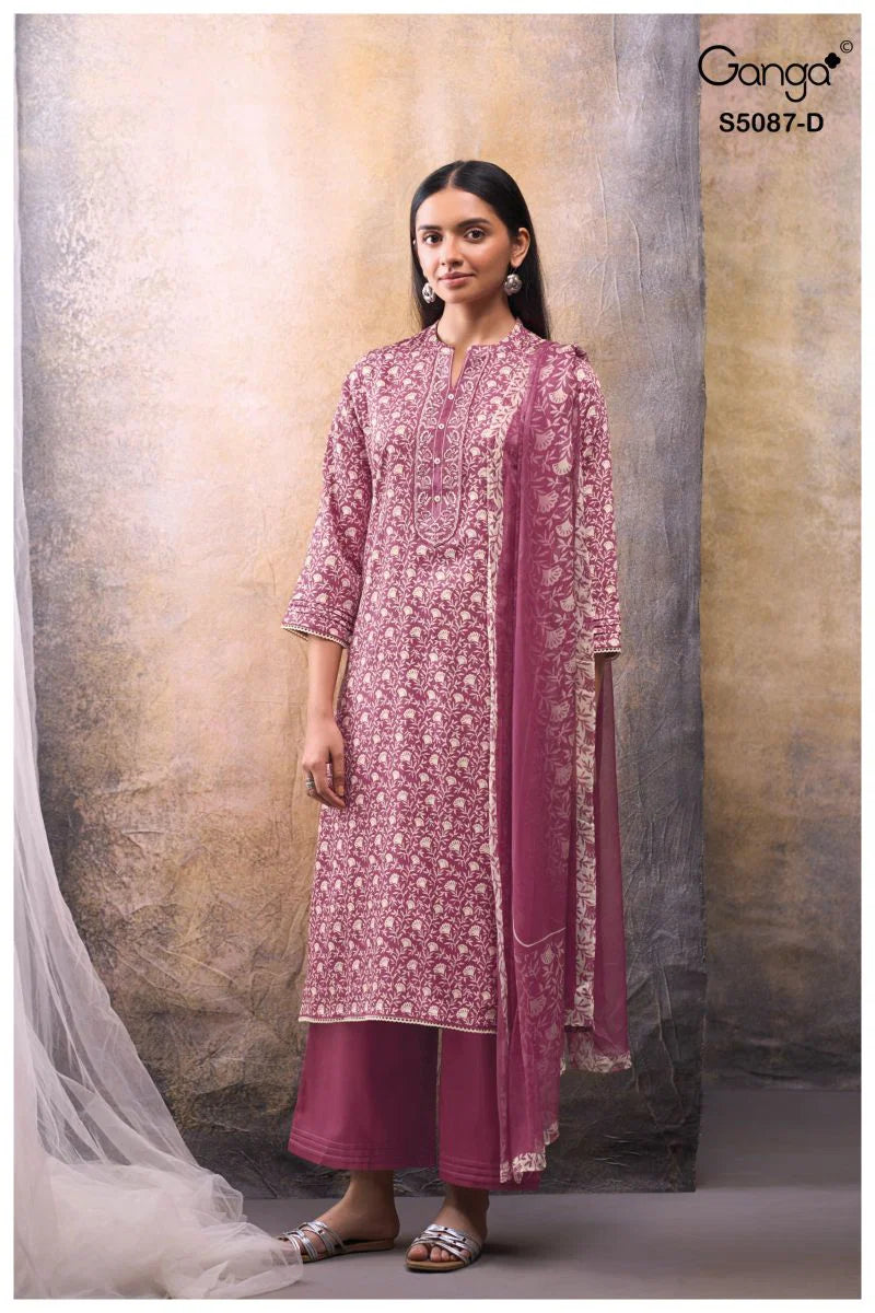 Ganga Faelyn 5087 Cotton Satin Embroidered Salwar Kameez