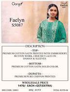 Ganga Faelyn 5087 Cotton Satin Embroidered Salwar Kameez