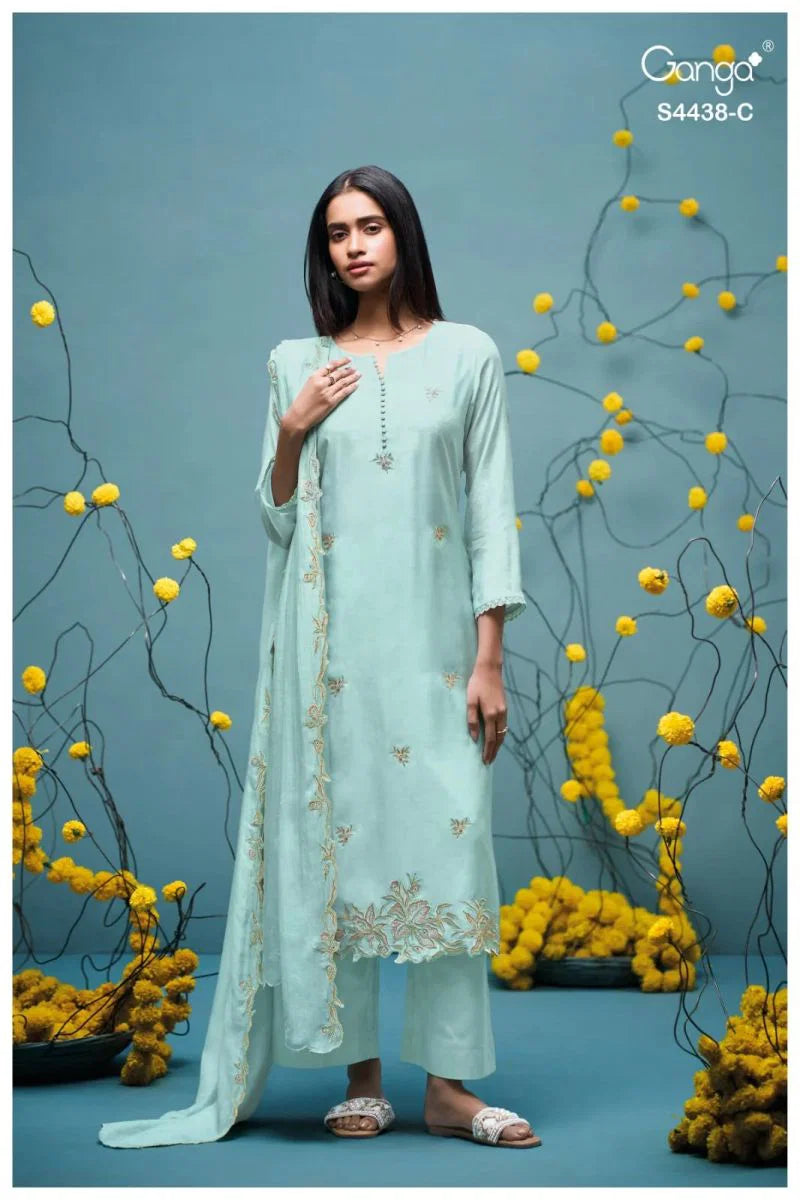 Ganga Firasha 4438 Bemberg Silk Hand Work Salwar Kameez