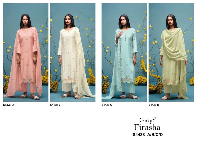 Ganga Firasha 4438 Bemberg Silk Hand Work Salwar Kameez