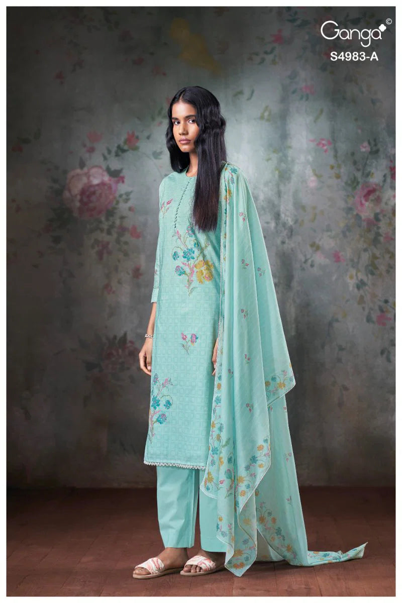 Ganga Fiyara 4983 Cotton Embroidered Salwar Kameez