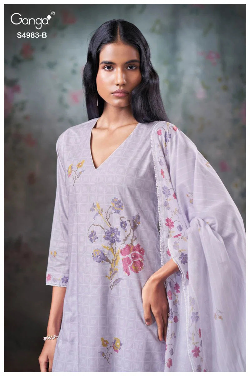 Ganga Fiyara 4983 Cotton Embroidered Salwar Kameez
