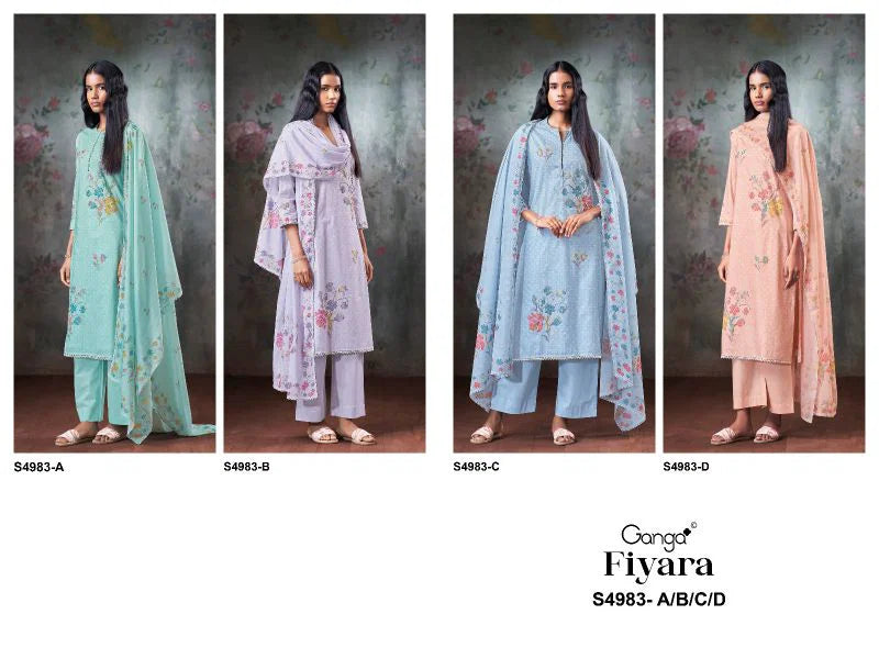 Ganga Fiyara 4983 Cotton Embroidered Salwar Kameez