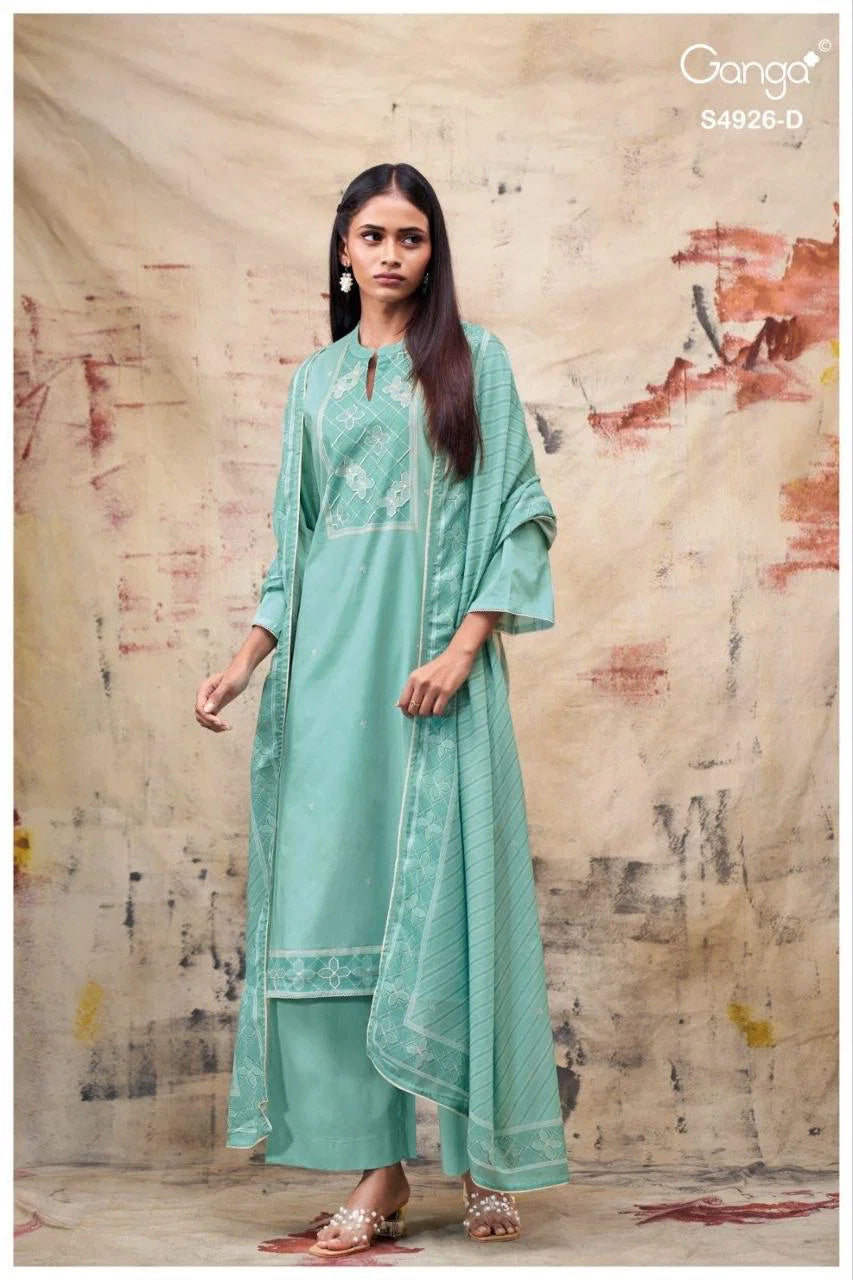 Ganga Garvya 4926 Cotton Printed With Hand Embroidered Salwar Kameez Collection