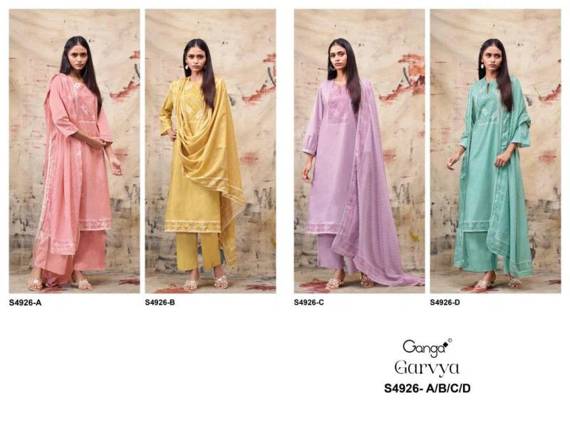Ganga Garvya 4926 Cotton Printed With Hand Embroidered Salwar Kameez Collection