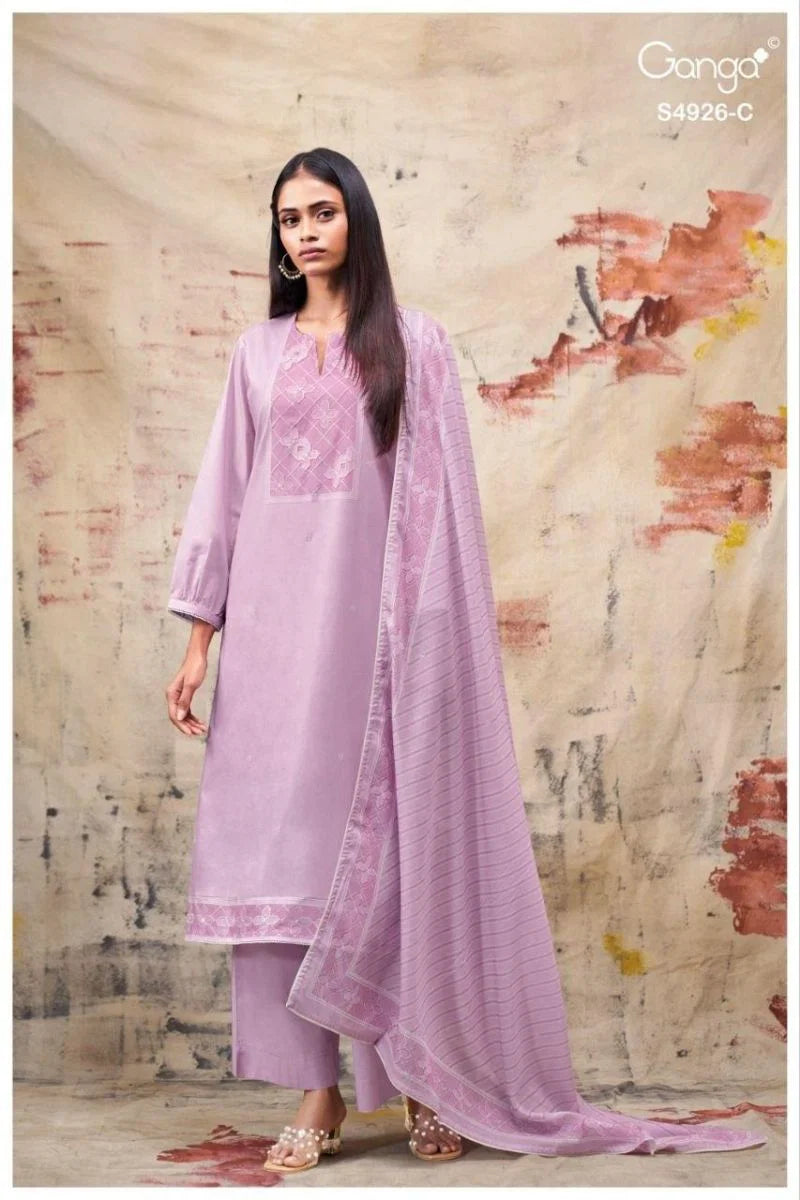 Ganga Garvya 4926 Cotton Printed With Hand Embroidered Salwar Kameez Collection