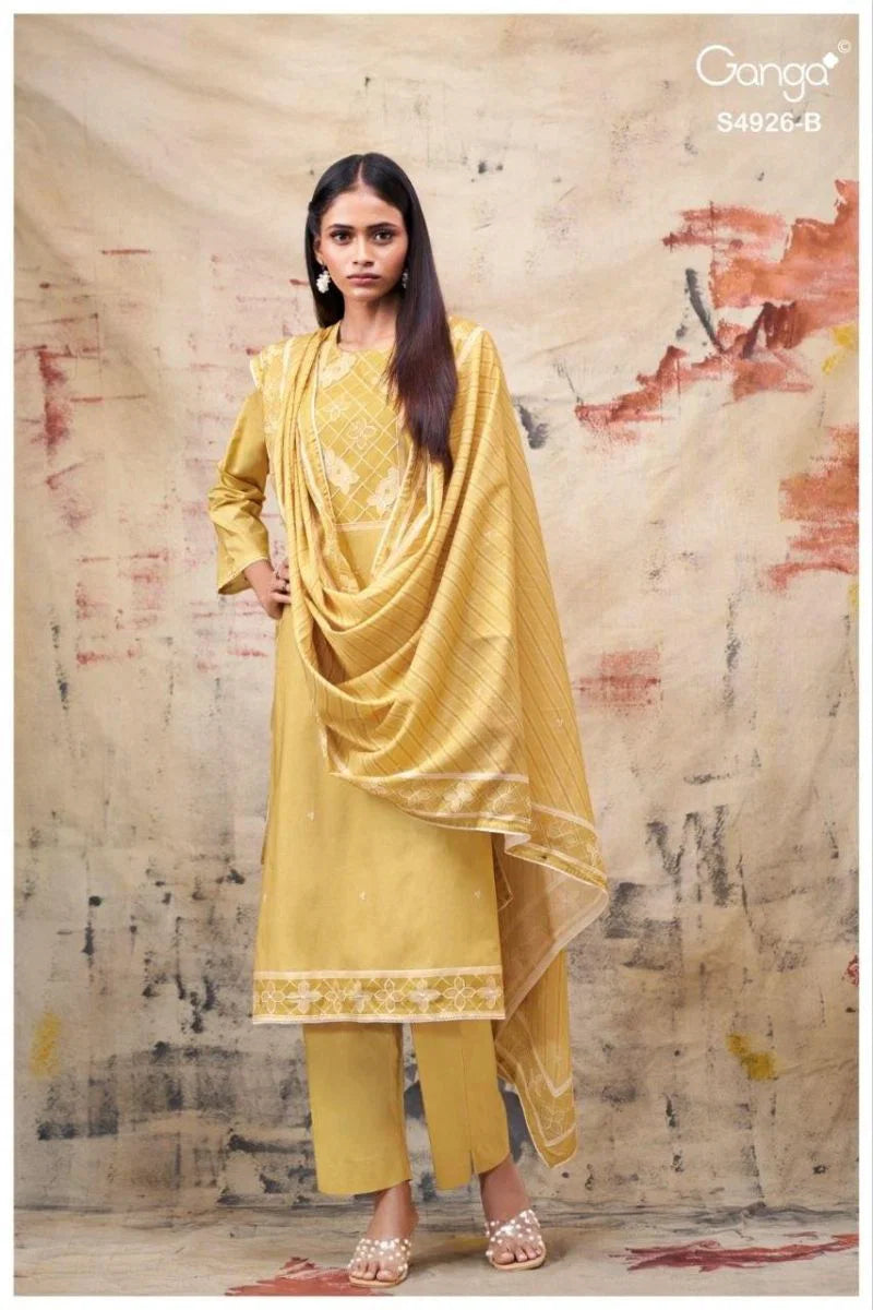 Ganga Garvya 4926 Cotton Printed With Hand Embroidered Salwar Kameez Collection
