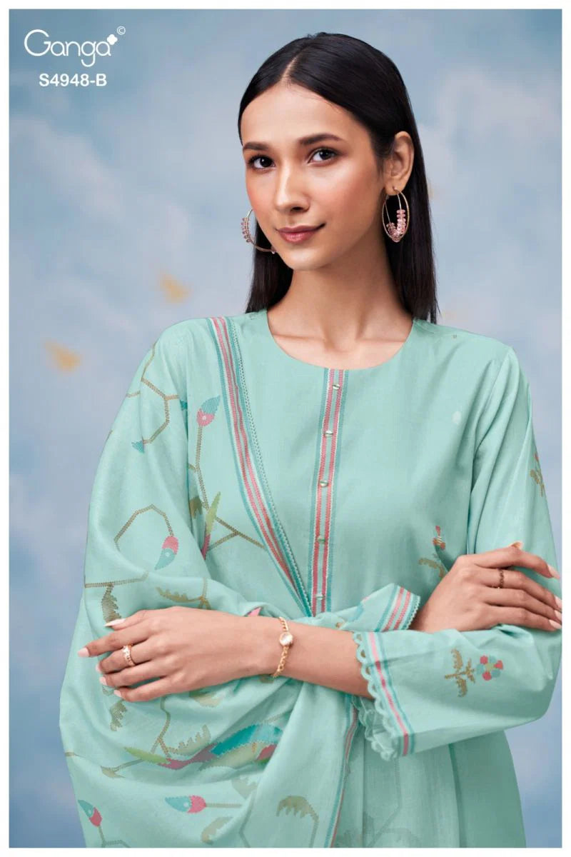 Ganga Grixa 4948 Cotton Printed With Embroidery Salwar Kameez