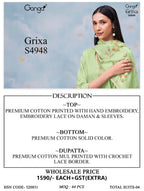 Ganga Grixa 4948 Cotton Printed With Embroidery Salwar Kameez