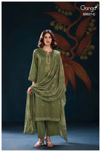 Ganga Gulrukh 5027 Cotton Satin Printed Handwork Salwar Kameez