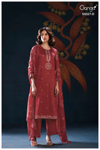 Ganga Gulrukh 5027 Cotton Satin Printed Handwork Salwar Kameez