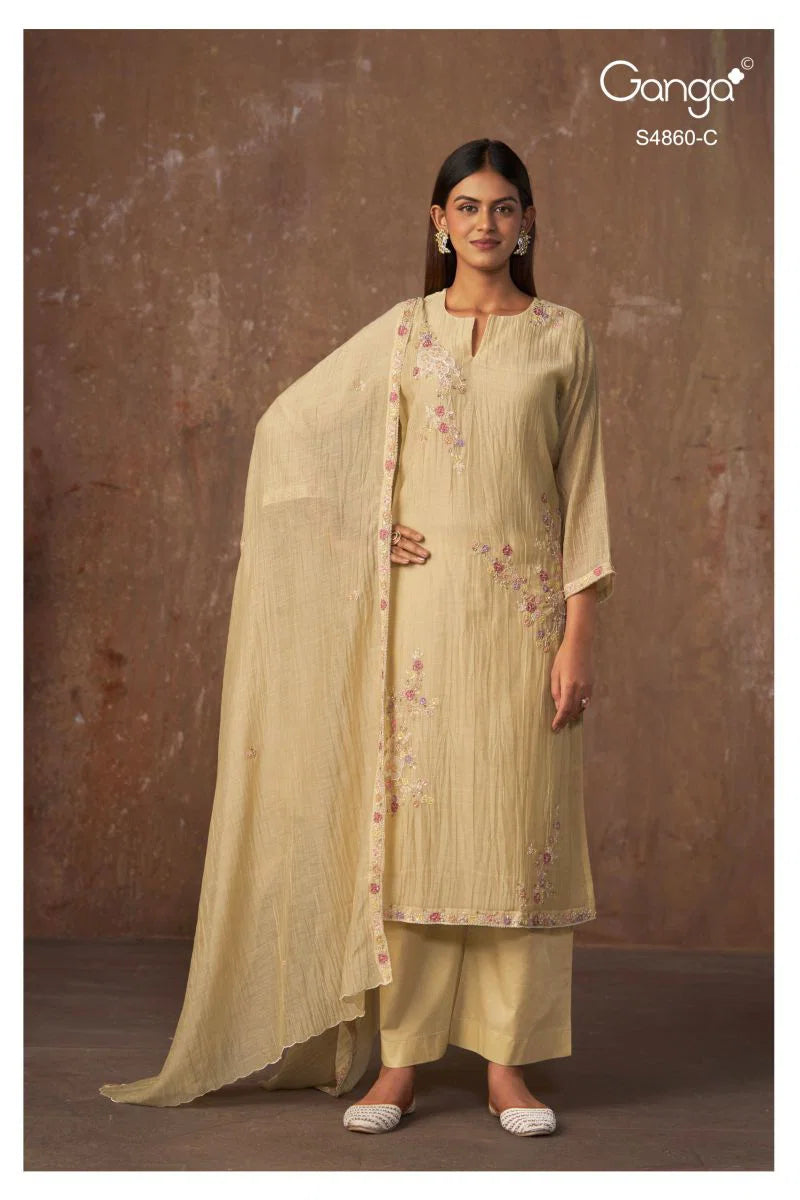 Ganga Indu 4860 Banarasi Mul Beads Embroidered Salwar Kameez