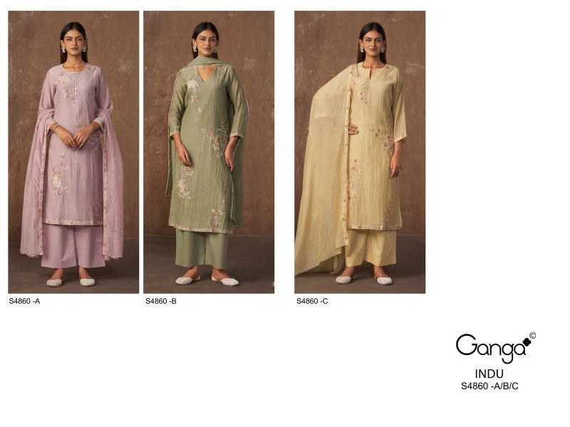 Ganga Indu 4860 Banarasi Mul Beads Embroidered Salwar Kameez