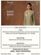 Ganga Indu 4860 Banarasi Mul Beads Embroidered Salwar Kameez
