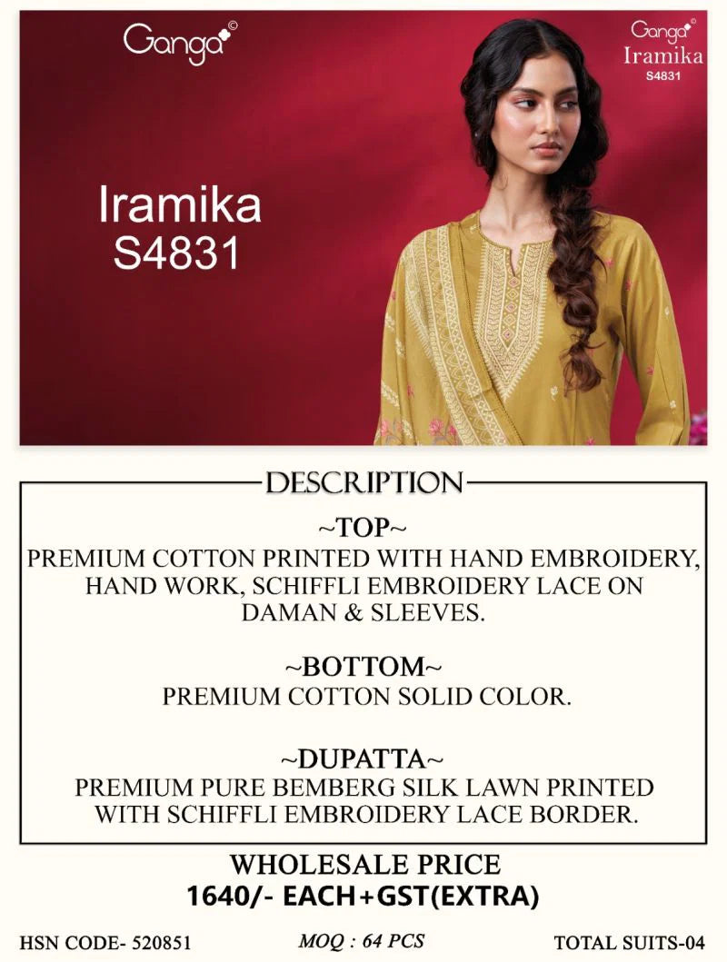 Ganga Iramika 4831 Cotton Embroidered Salwar Kameez