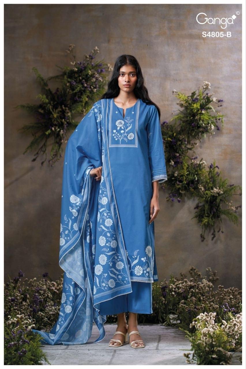 Ganga Ishmita 4805 Cotton Printed Embroidered Salwar Kameez