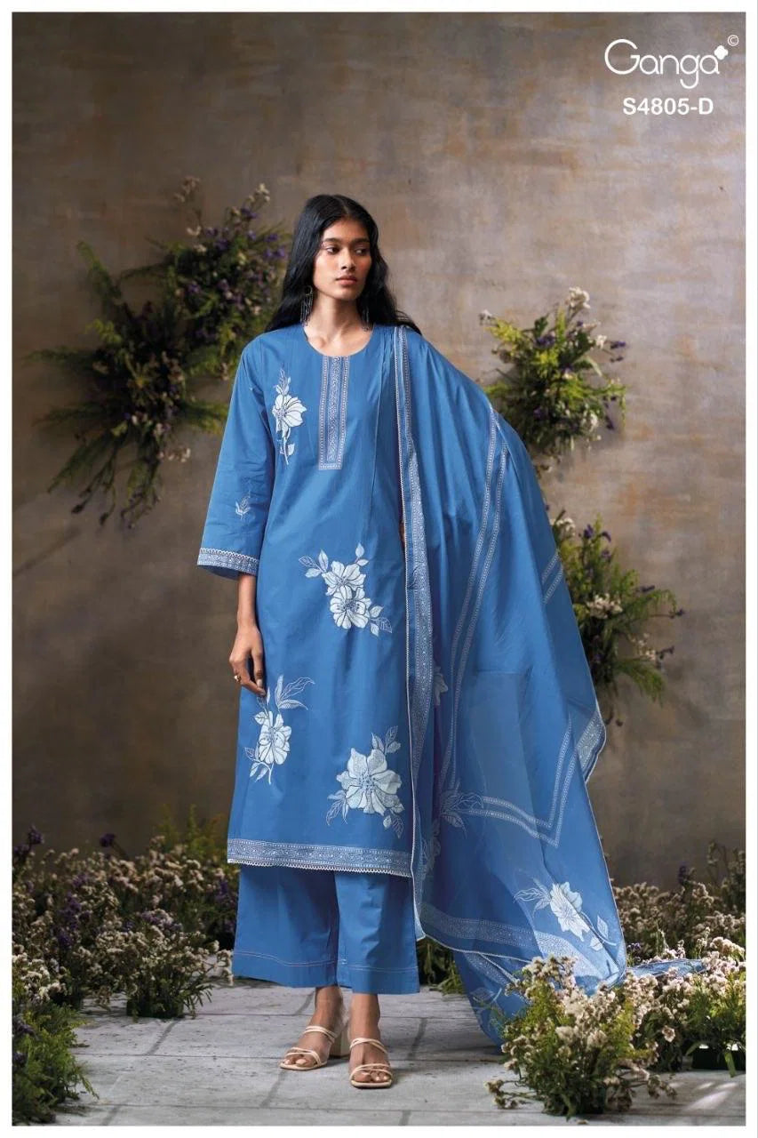 Ganga Ishmita 4805 Cotton Printed Embroidered Salwar Kameez