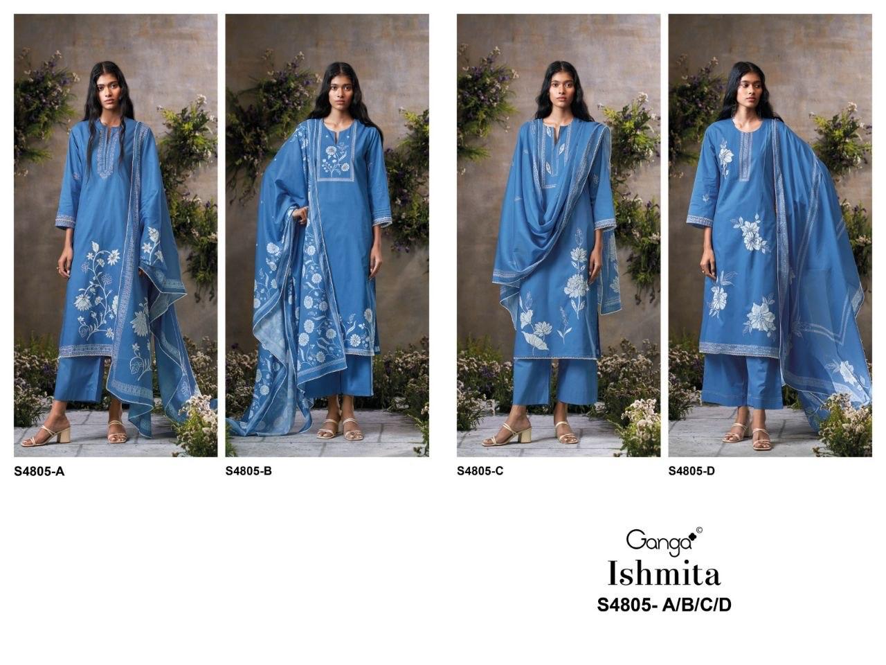 Ganga Ishmita 4805 Cotton Printed Embroidered Salwar Kameez