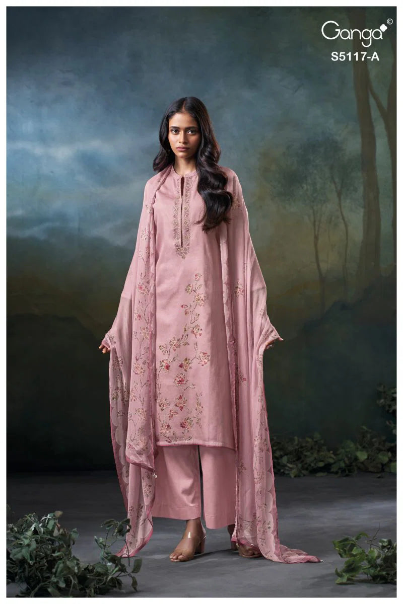 Ganga Jazel 5117 Cotton Satin Embroidered Salwar Kameez