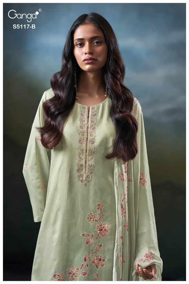 Ganga Jazel 5117 Cotton Satin Embroidered Salwar Kameez
