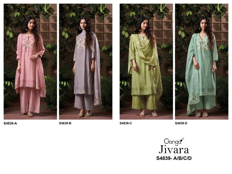 Ganga Jivara 4839 Viscose Woven Silk Jacquard Salwar Kameez Collection
