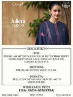 Ganga Juliera 4899 Cotton Embroidered Salwar Kameez