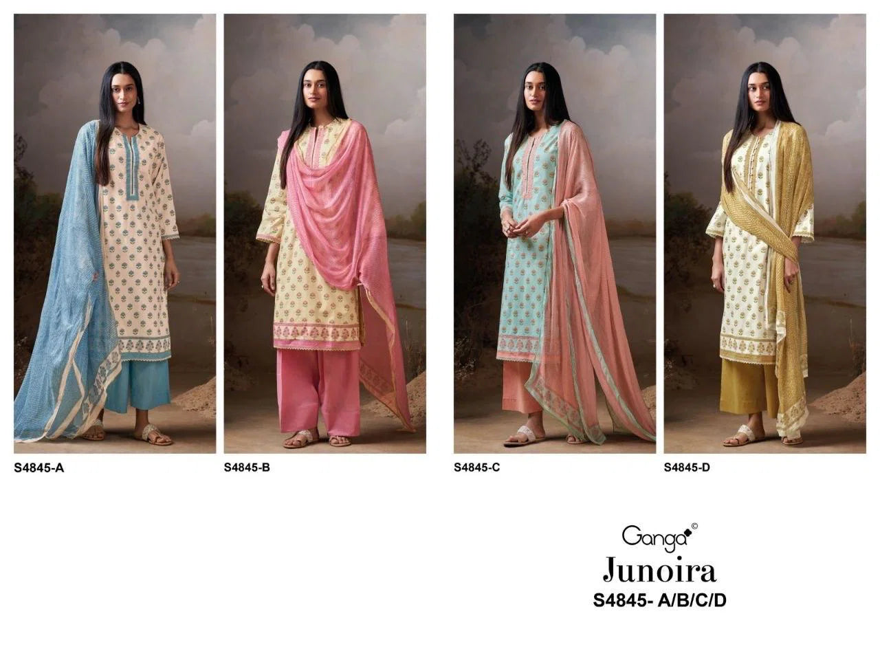 Ganga Junoira 4845 Cotton Printed Hand Embroidered Salwar Kameez