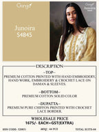 Ganga Junoira 4845 Cotton Printed Hand Embroidered Salwar Kameez