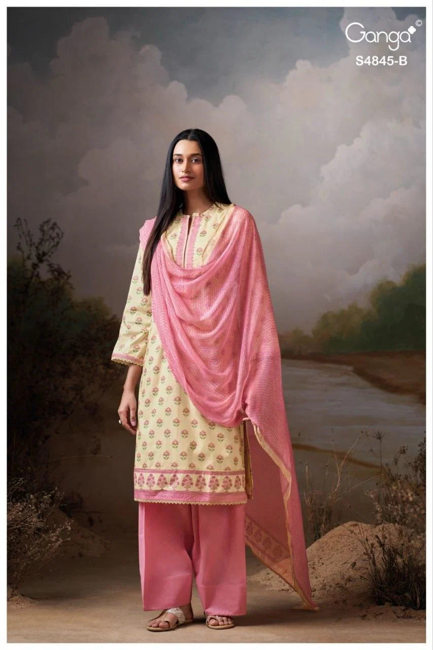 Ganga Junoira 4845 Cotton Printed Hand Embroidered Salwar Kameez