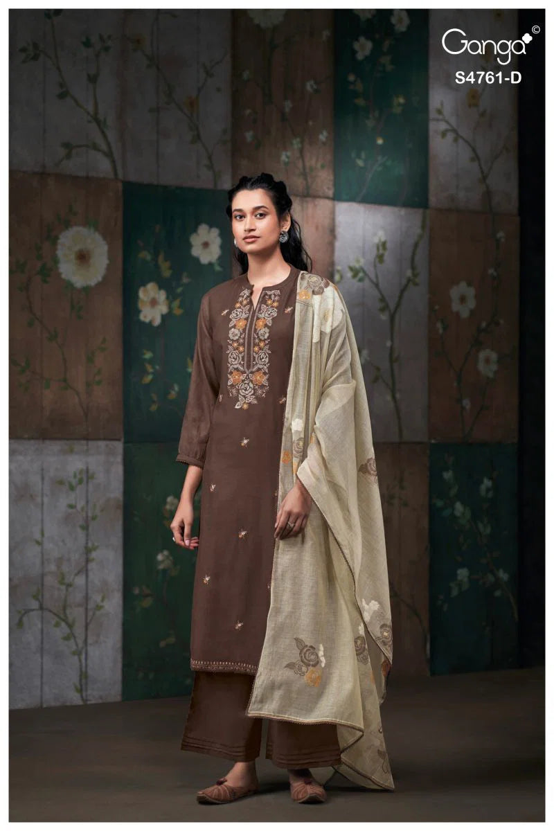 Ganga Kalista 4761 Silk Satin Embroidered Salwar Kameez