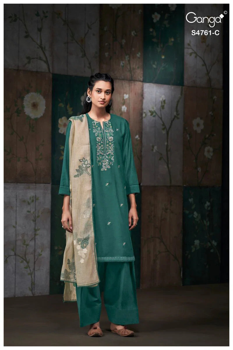 Ganga Kalista 4761 Silk Satin Embroidered Salwar Kameez