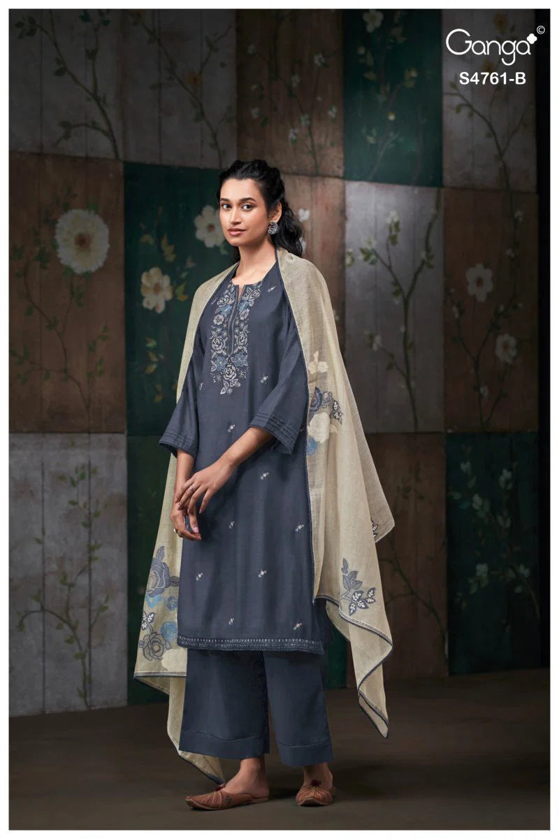 Ganga Kalista 4761 Silk Satin Embroidered Salwar Kameez