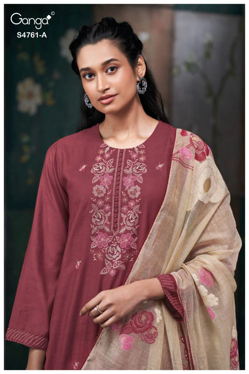 Ganga Kalista 4761 Silk Satin Embroidered Salwar Kameez