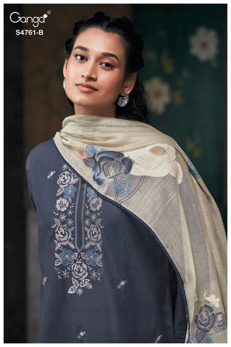 Ganga Kalista 4761 Silk Satin Embroidered Salwar Kameez