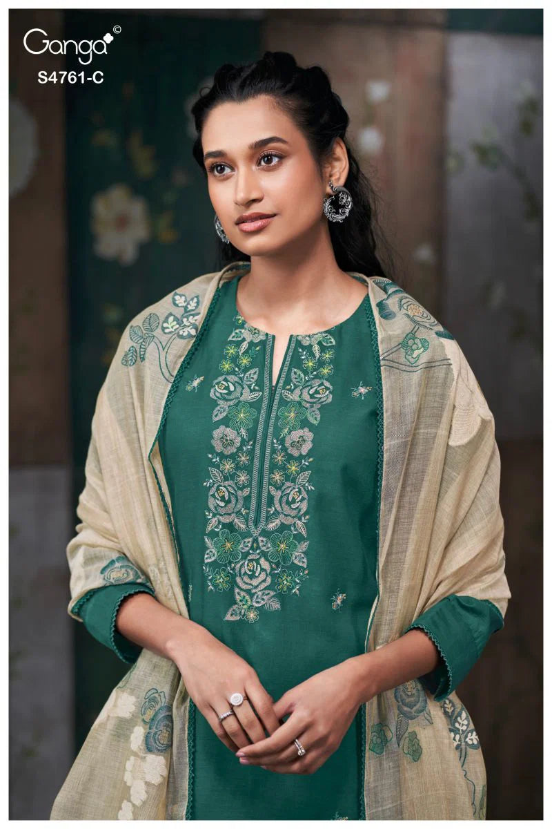 Ganga Kalista 4761 Silk Satin Embroidered Salwar Kameez