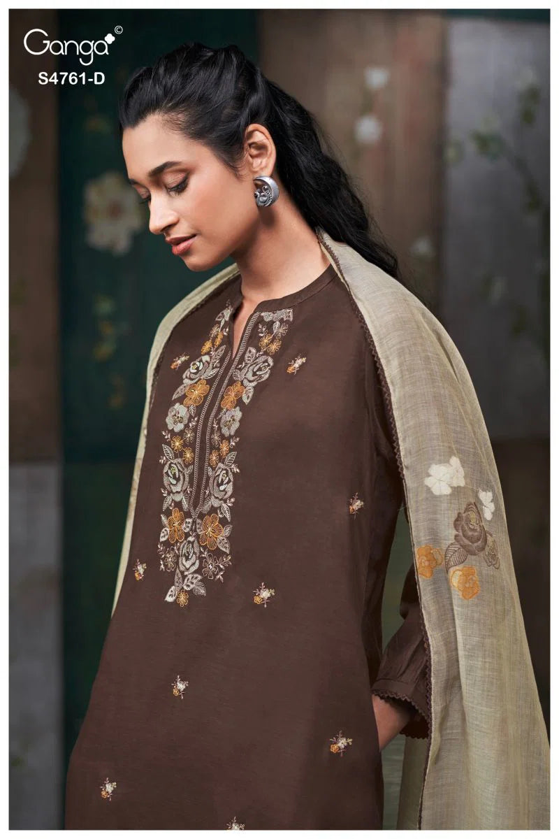 Ganga Kalista 4761 Silk Satin Embroidered Salwar Kameez