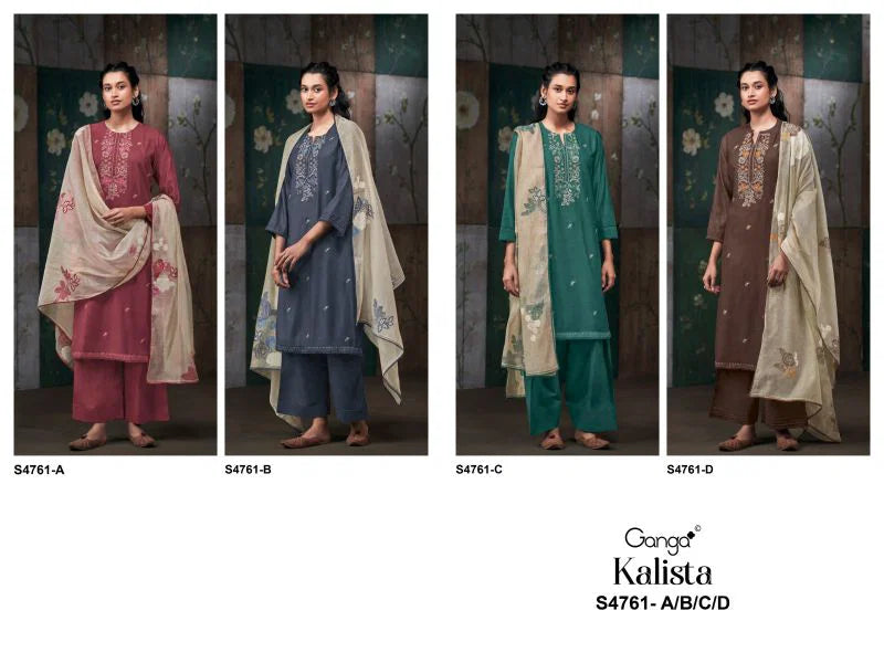 Ganga Kalista 4761 Silk Satin Embroidered Salwar Kameez
